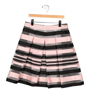 Girls' pink and multicolor Milly Minis striped skirt with pleated accents .